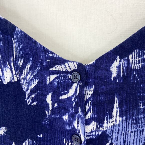 GAP Button Front Tiered Blue Floral Print Babydoll Dress size Large - Picture 5 of 10